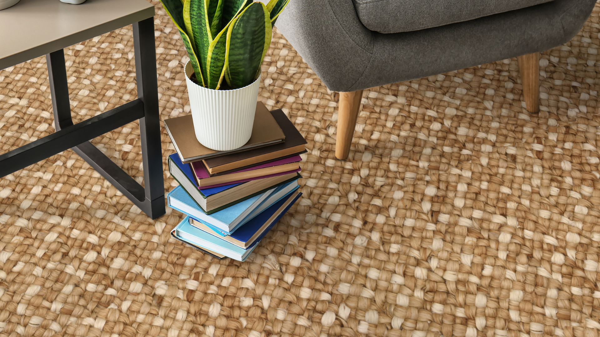 textured natural Stanton carpet in seating area